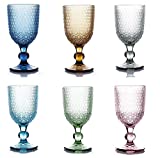 KEDEA Vasos de agua de vidrio coloreado, Copas de vino de vidrio coloreado, Apto para lavavajillas, Vasos y copas de pasta de color Apto para lavavajillas, Pave ', Mix 6 COLORS.